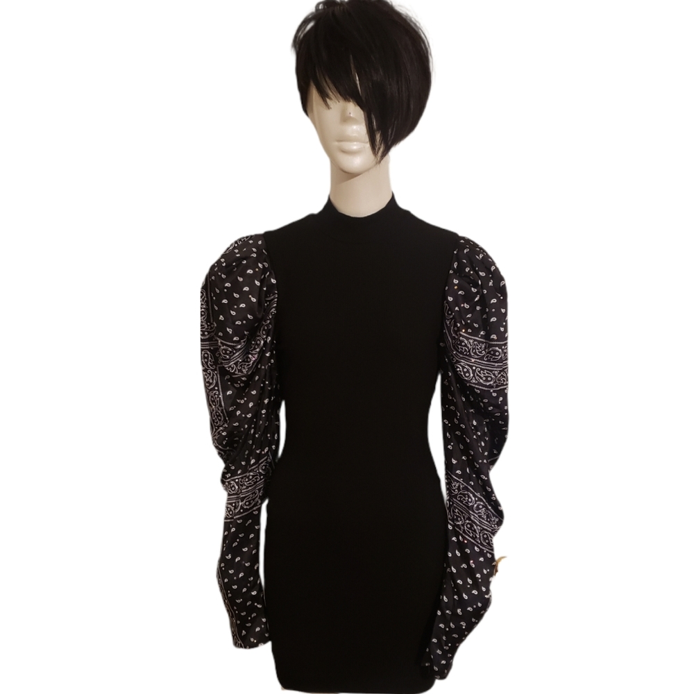 Akira Black Bandana Print Bodycon Mini Dress Size M